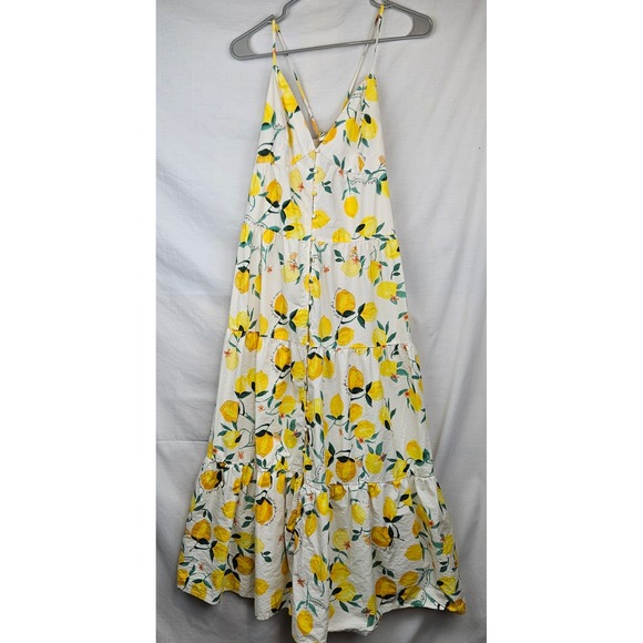 H&M Dresses & Skirts - H&M Lemon Print Tiered Maxi Sundress Yellow/white M Vacation Resortwear Summer